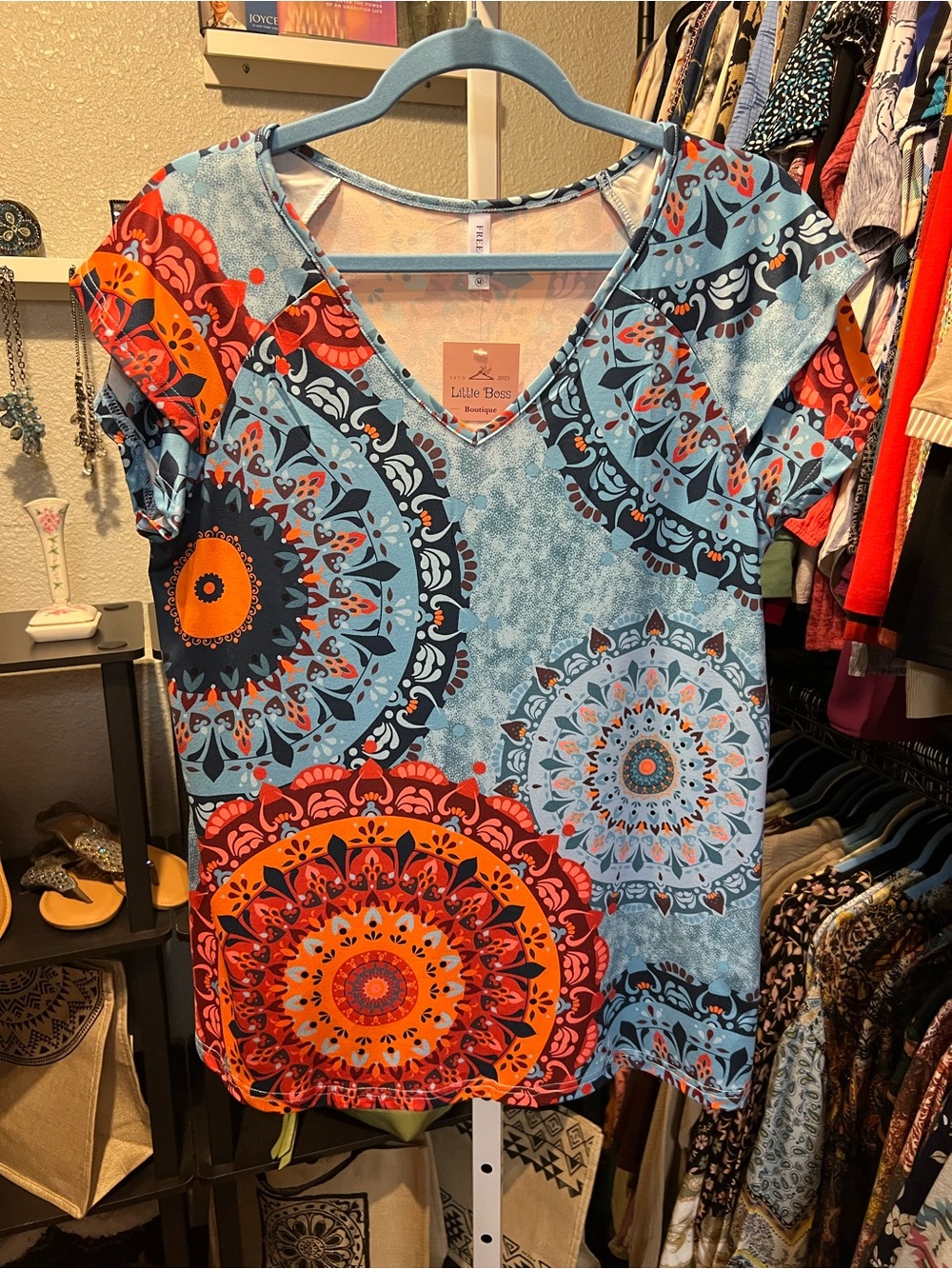 Blue Mandala Print Top